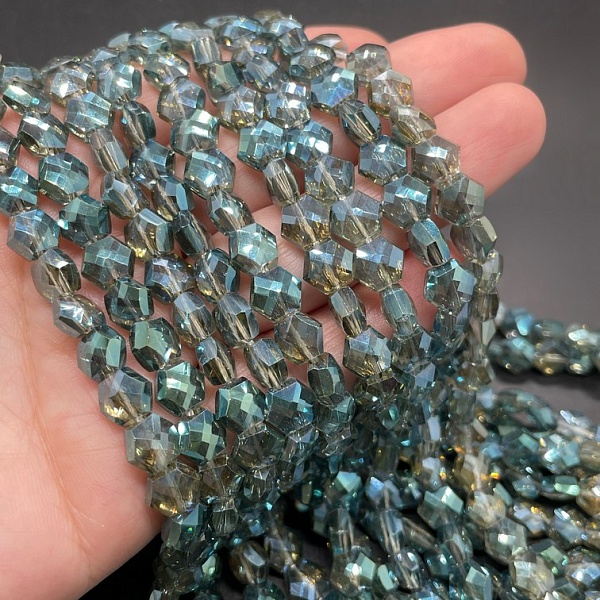 7*6 мм Стекло Lux, шестиугольник, цвет бордо хамелеон