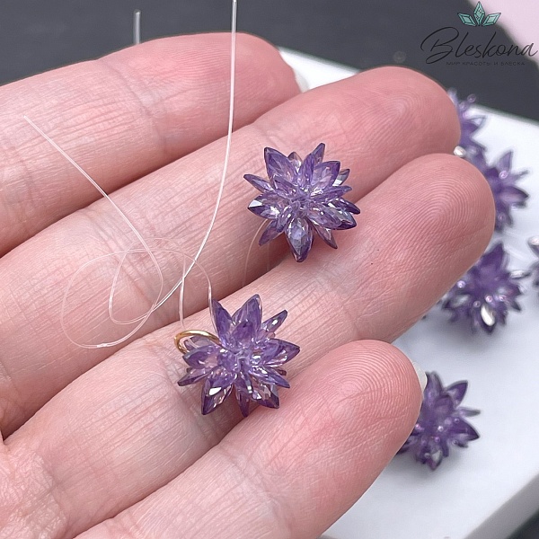 10*13 мм, Подвеска Циркон темно-фиолетовый ежик (кубический цирконий, фианит) 