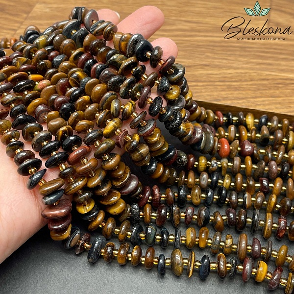 Микс Тигровый,Соколиный,Бычий глаз сколы шлифованные (2-4)*(8-11) мм