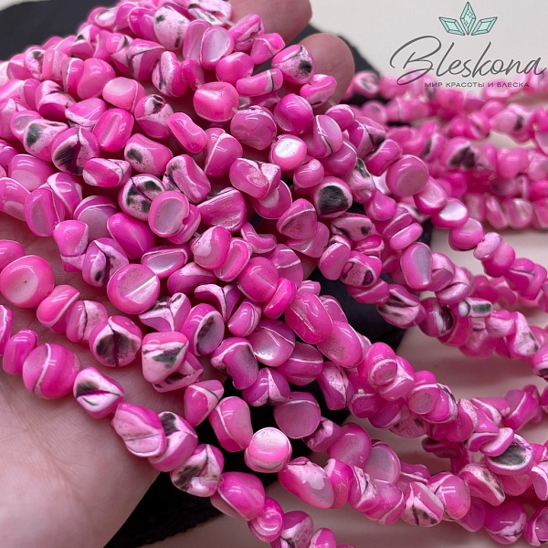 Перламутр фуксия галтовка 6-8 мм