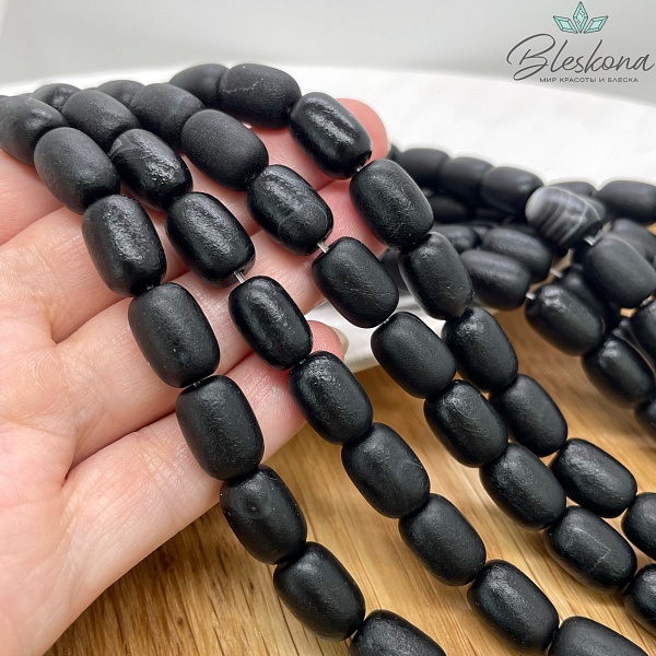 Агат черный бочата в термической обработке 14*10 мм