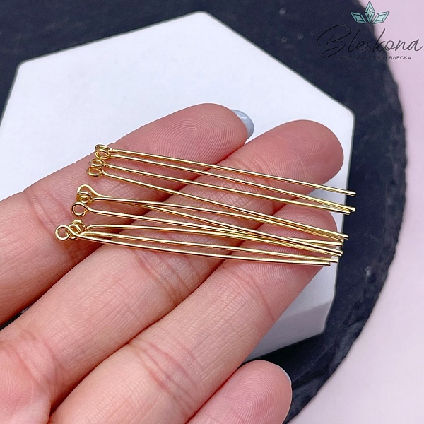 5 см*0,8 мм Цвет золото, Пины петелька жесткие уп. 10 шт.