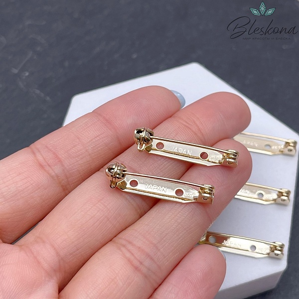 28*5 мм Цвет золото, Японская булавка для броши с фиксатором №1 