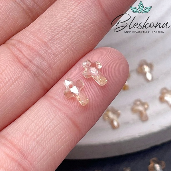 7*5 мм, Подвеска Циркон крест шампань (кубический цирконий, фианит) 