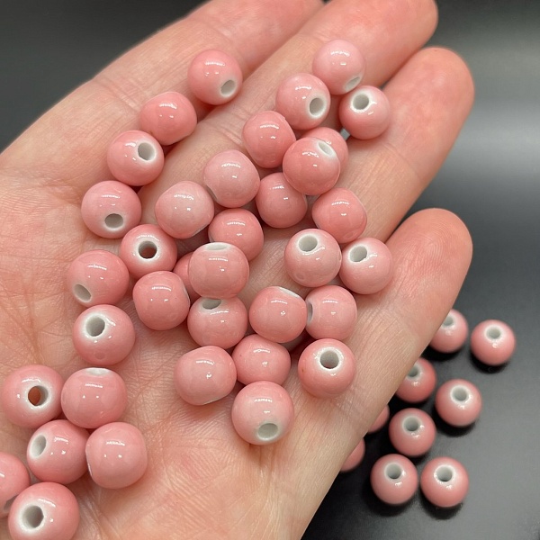 8,5 мм Бусина шар, керамика  цвет розовый
