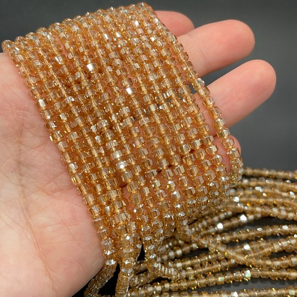 3,5*4 мм Стекло Lux, многогранник, цвет персиковый