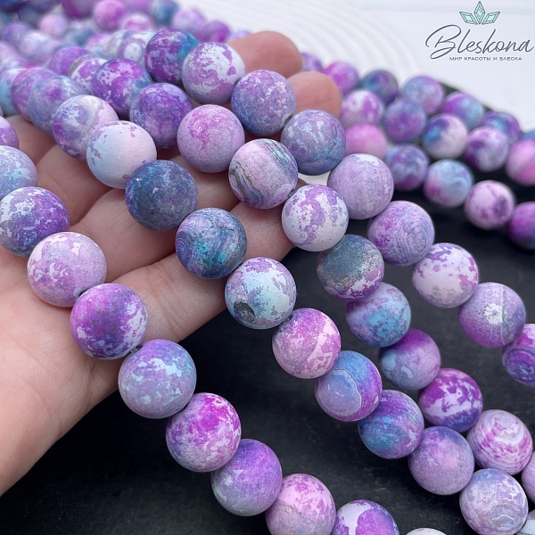 Агат с узором №32 матовый 12 мм