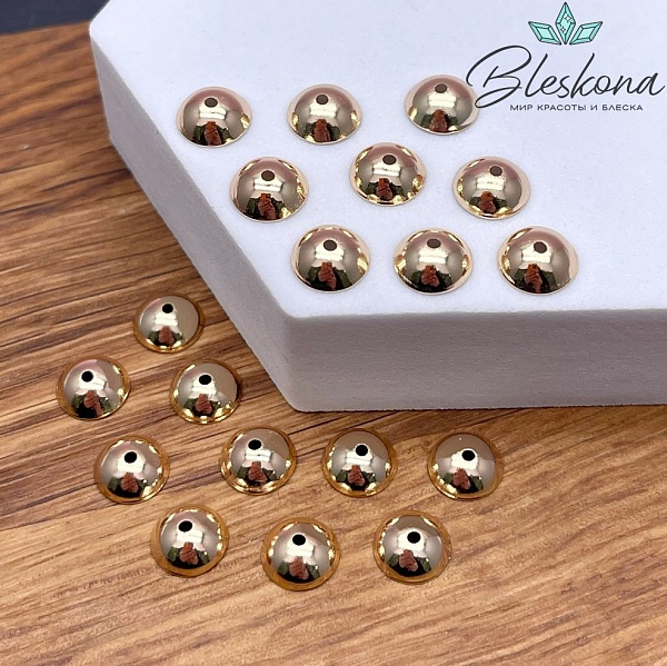 8мм, цвет золото, Шапочка гладкая  