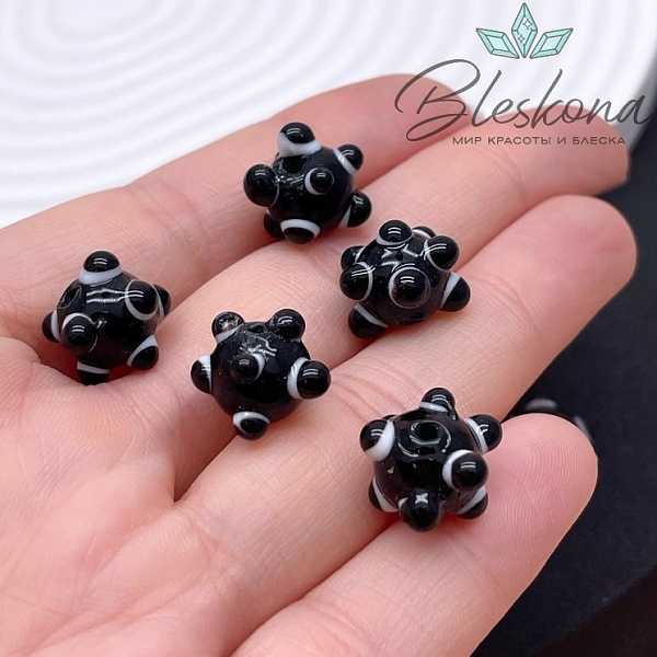 11 мм Бусина шар черный пупырчатый