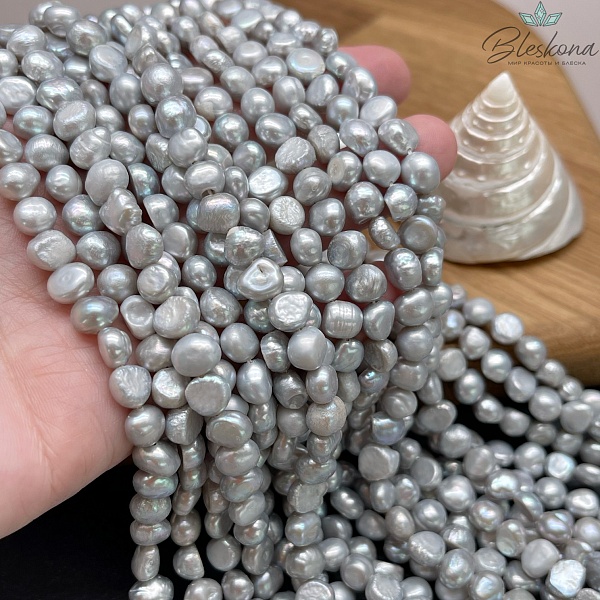 Жемчуг барочный серый 7-8 мм 