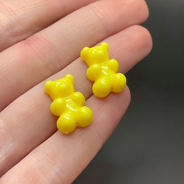 12*18 мм , Бусина Мишка желтый 