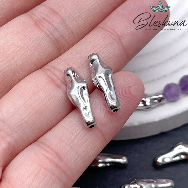 18*6 мм Цвет серебро, Бусина фриформ