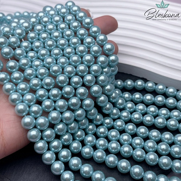 Жемчуг Майорка цвет голубой 8 мм