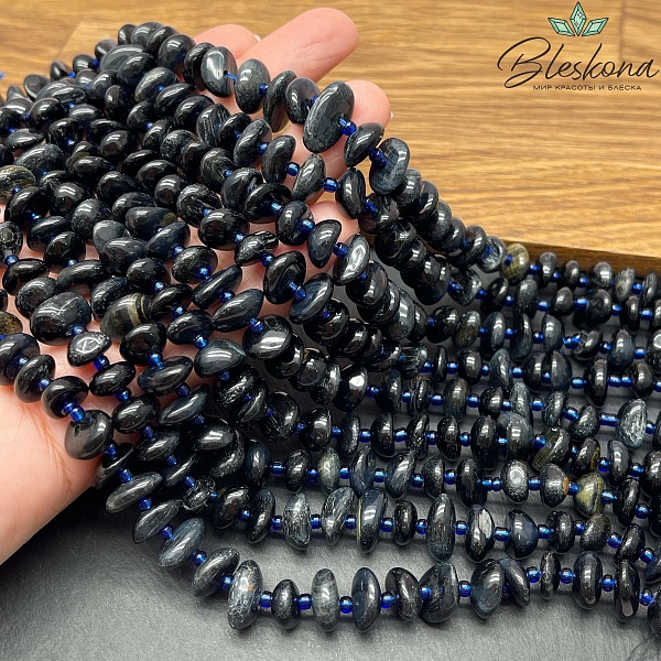 Соколиный глаз сколы шлифованные (2-4)*(8-11) мм