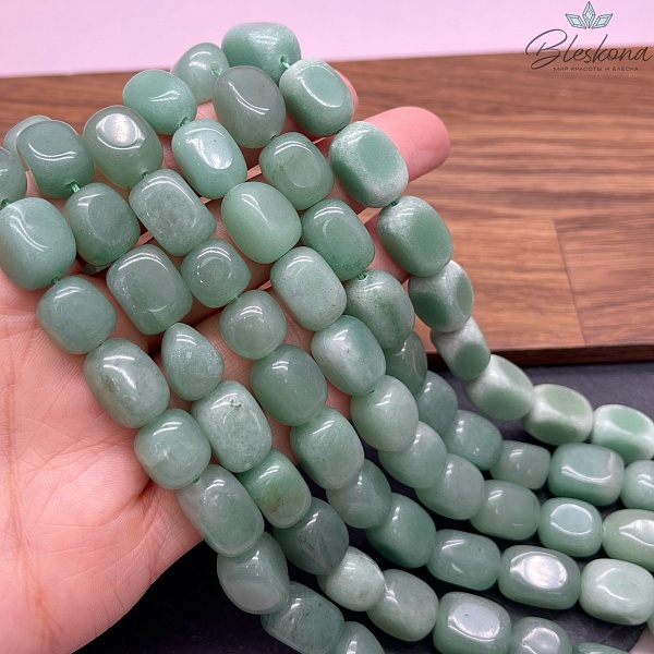 Авантюрин зеленый прямоугольник фриформ 15*10 мм