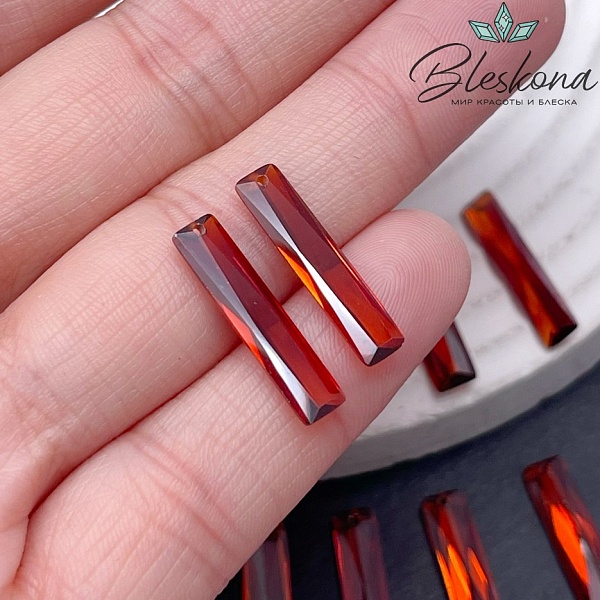 20*4,8 мм, Подвеска Циркон прямоугольник темно-оранжевый (кубический цирконий, фианит) 