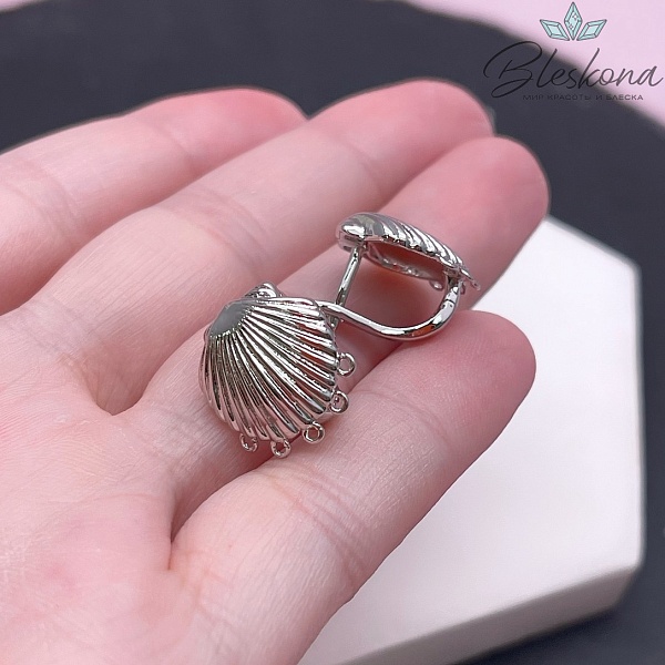 15,3*14,2 мм Цвет серебро, Швензы ракушка с 5 петельками Люкс