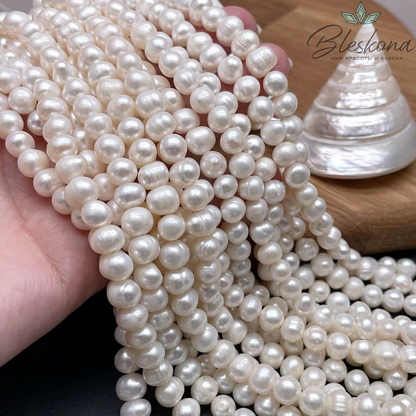 Жемчуг шар белый №1 7-7,5 мм