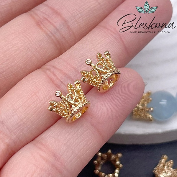 11*7 мм Цвет золото, Бусина Корона цирконы