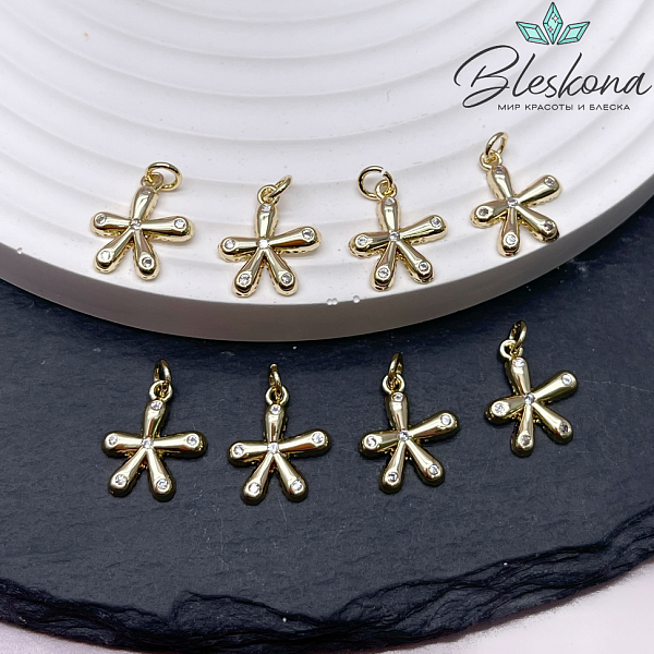 13*11 мм Цвет золото, Подвеска Цветок с цирконами 