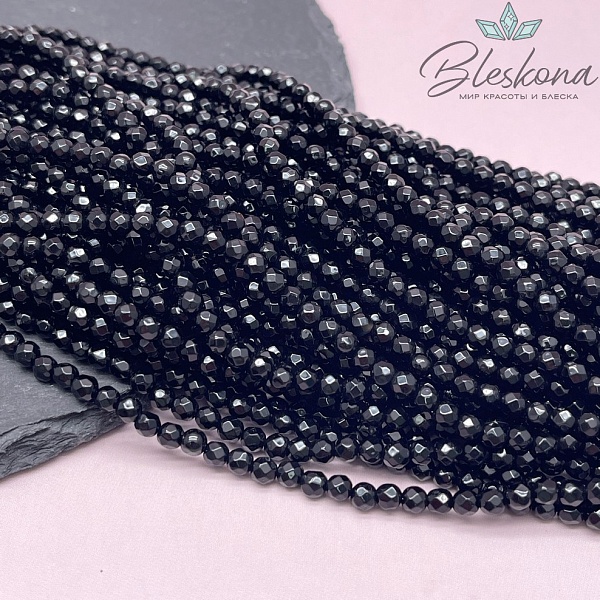 Агат черный огранка 4 мм 