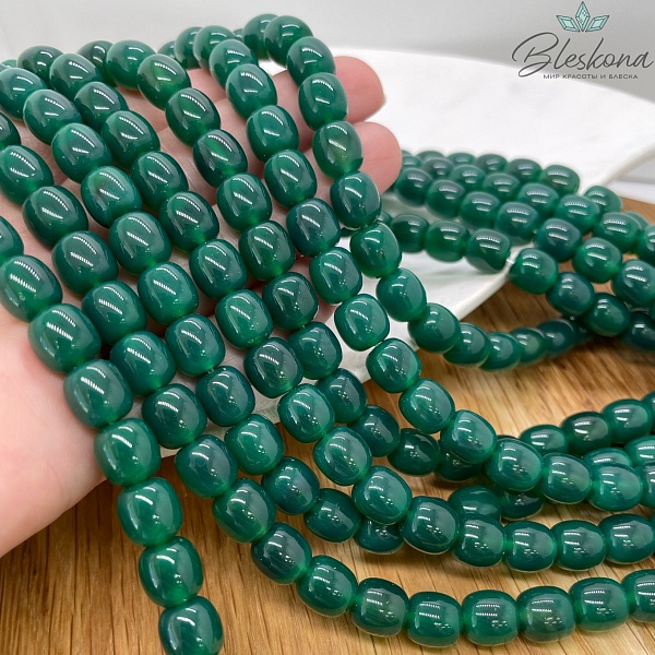 Агат зеленый (тонированный) №1 бочата 9*8,5 мм