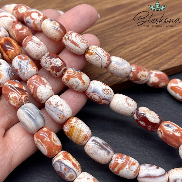 Агат с узором №1 бочата 10*14 мм