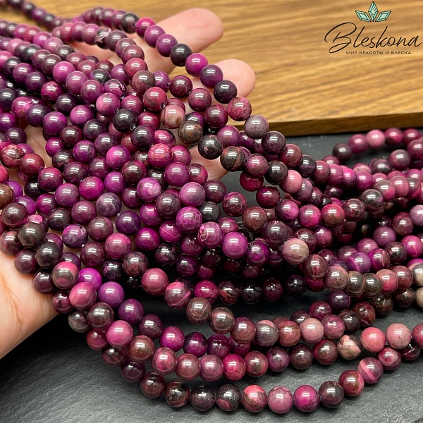 Агат (тонированный) темная фуксия 6,5 мм
