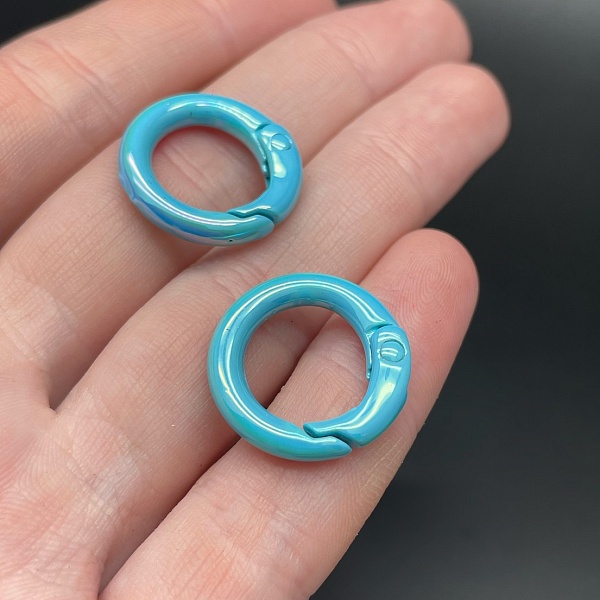 20мм , Замок круг голубая эмаль с переливом 