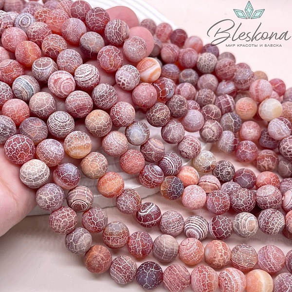 Агат Кракле светло-коричневый матовый 10 мм