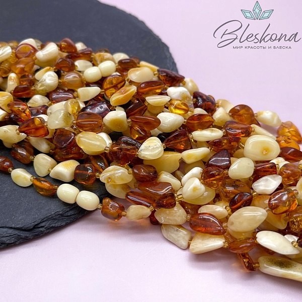 Янтарь микс галтовка  8*12мм