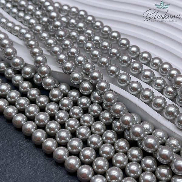 Жемчуг Майорка цвет светло - серый 8мм