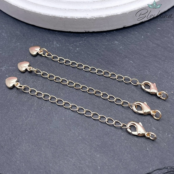 10 мм Цвет золото, Замок округлый с цепочкой сердце