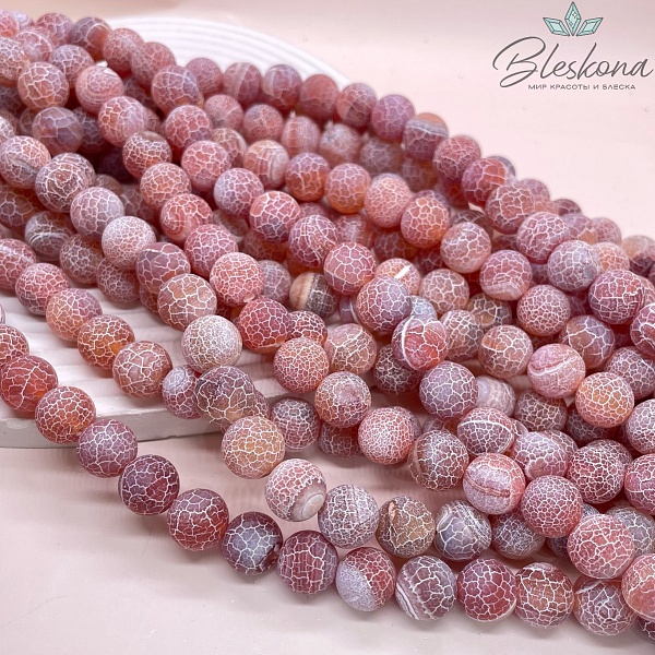 Агат Кракле светло-коричневый матовый 12 мм