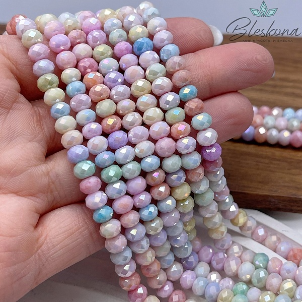 Стекло Lux рондель микс огранка  4*6 мм