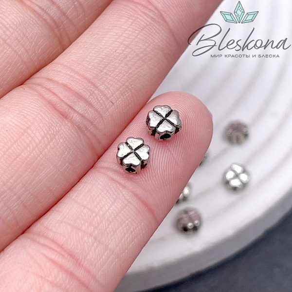 5*5 мм Бусина мельхиор клевер 