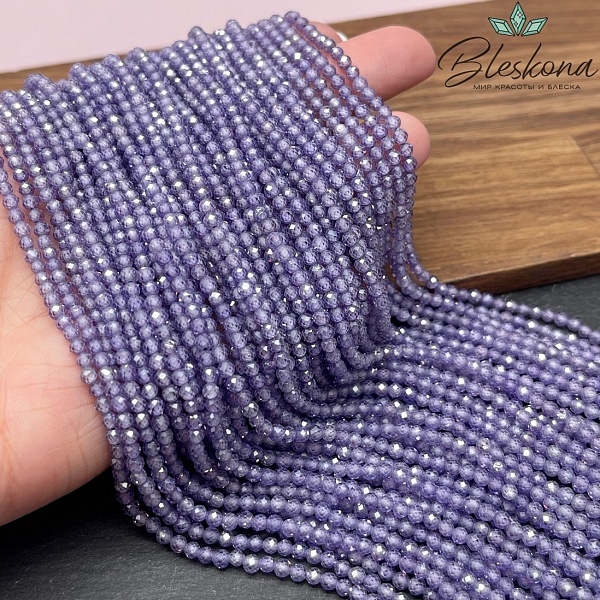 Циркон огранка сиреневый 3 мм (кубический цирконий, фианит) 