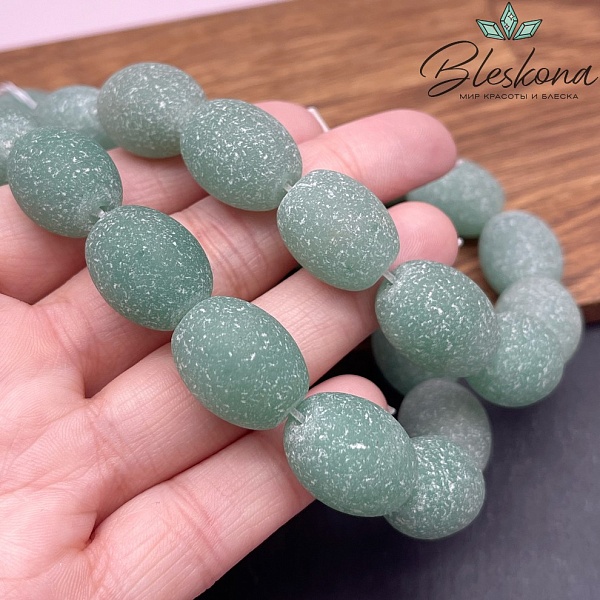 Агат зеленый матовый бочата 15*19 мм