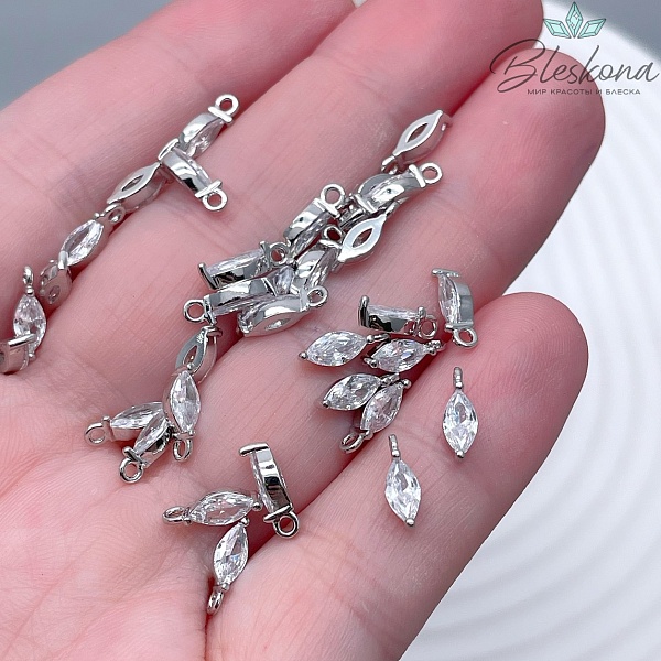 9*3 мм Цвет серебро, Подвеска капля циркон 