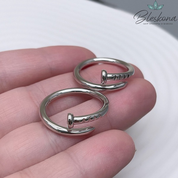 21,5мм, Цвет серебро, Кольцо безразмерное Гвоздь Люкс 