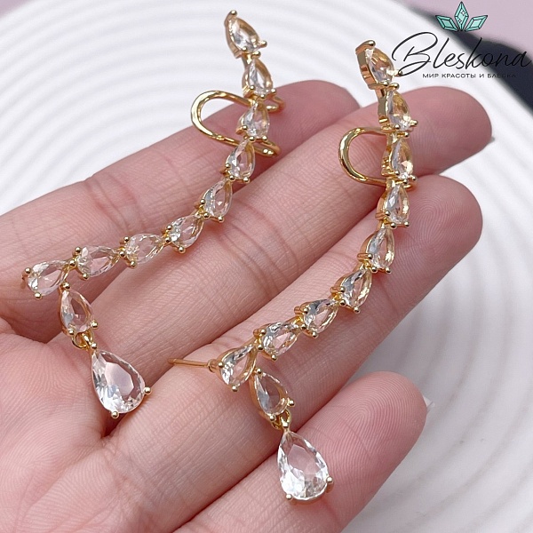 54*4,6 мм Цвет золото, Кафф капли цирконы