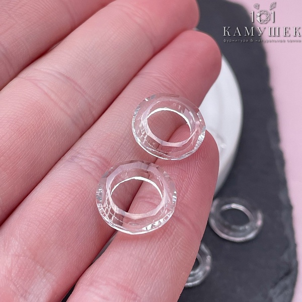 14 мм, Подвеска кольцо стекло белое уп. 2 шт