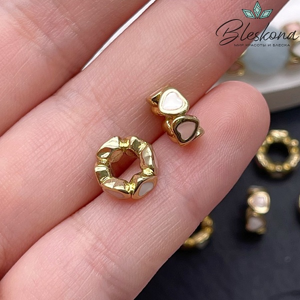 9*4 мм Цвет золото, Бусина-разделитель сердца