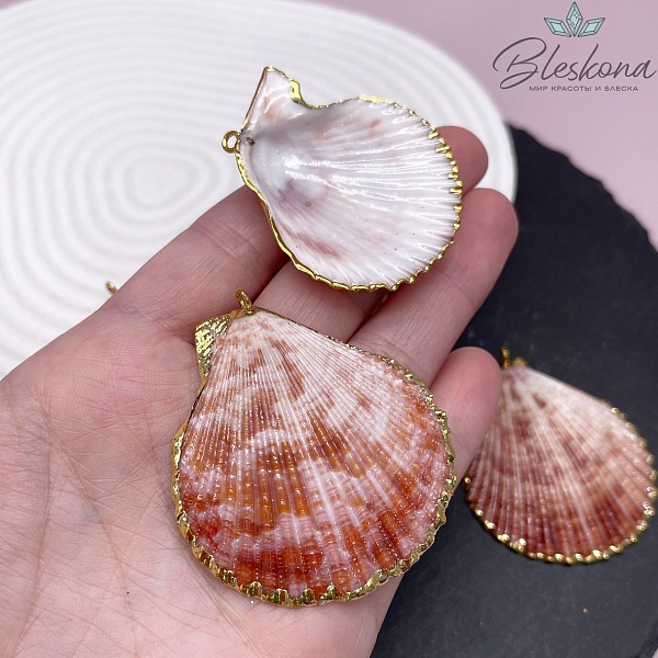 (50-53)*(43-45) мм, Цвет золото, Подвеска Тихоокеанский ситцевый гребешок 