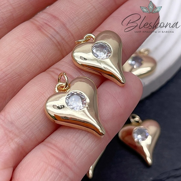 20*16 мм Цвет золото, Подвеска сердце циркон