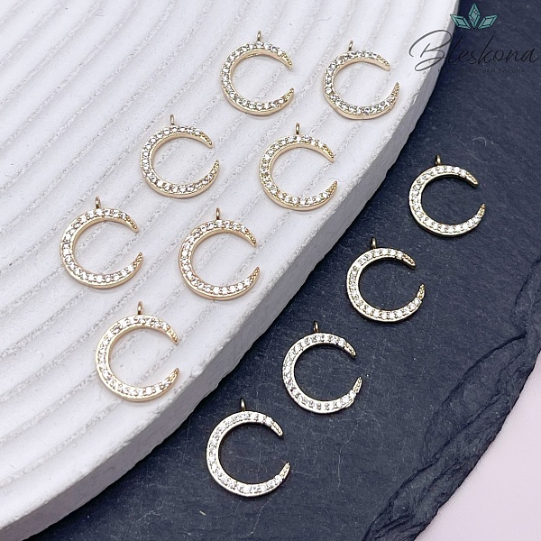 13*11 мм Цвет золото, Подвеска мини луна с цирконами