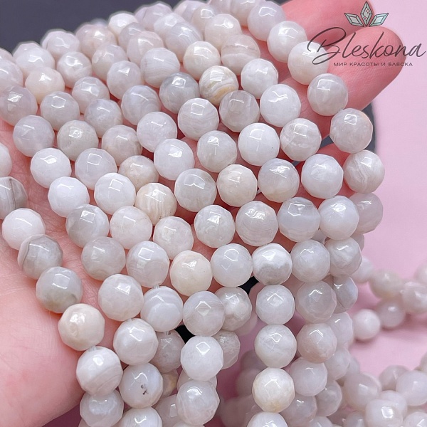 Агат кружевной огранка 8 мм