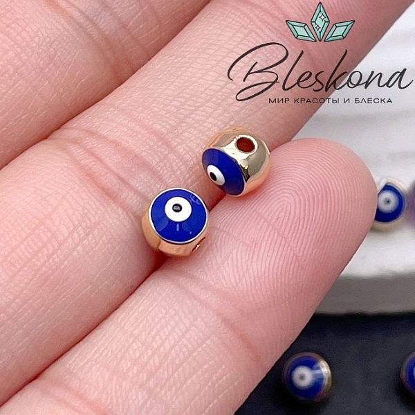 6 мм Цвет золото, Бусина с глазком