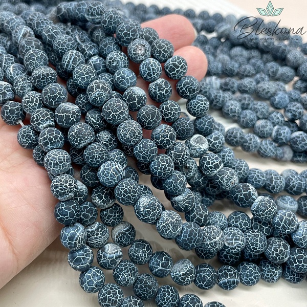 Агат Кракле черный 8 мм