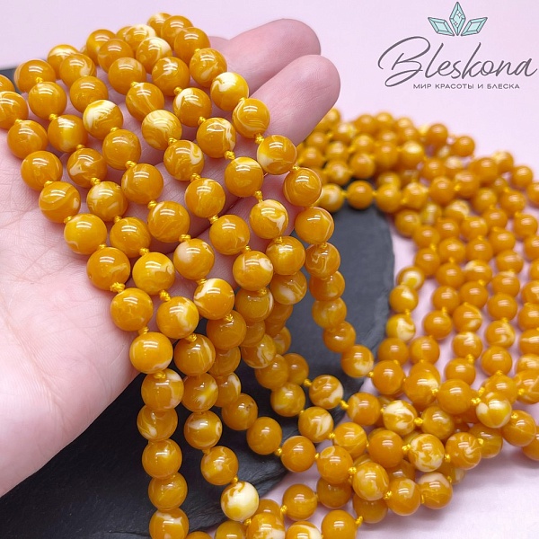 Янтарь шар оранжевый 8 мм